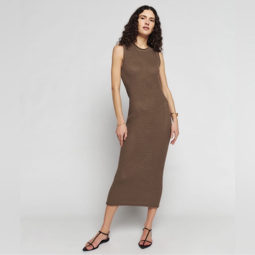 Reformation Nolan knit dress in sitake brown USA medium - Picture 4 of 13